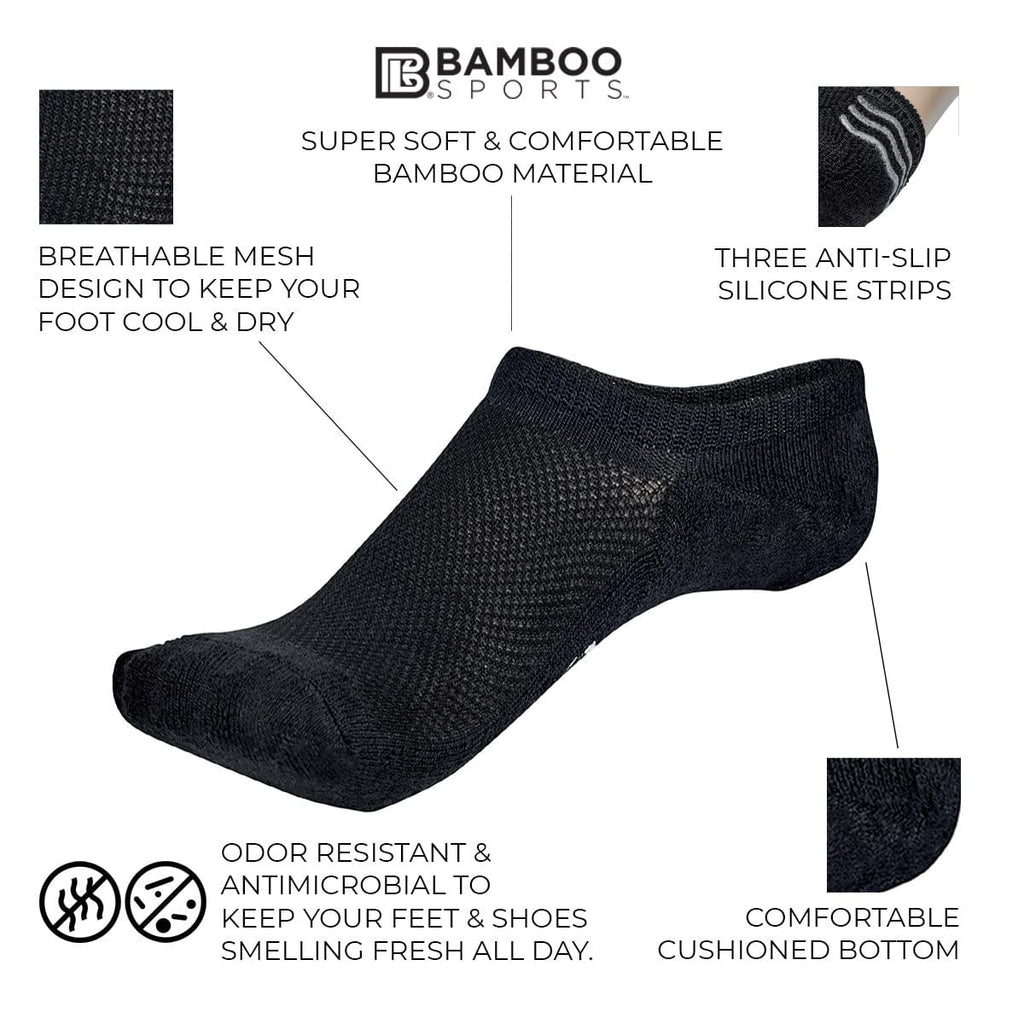 Invisible No Show Bamboo Rayon Socks - 3 Pair and 6 Pair Packs Available