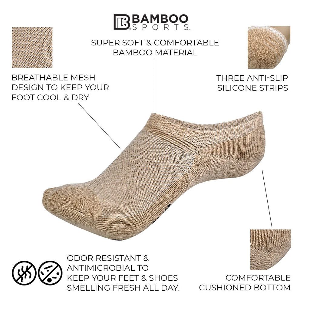 Invisible No Show Bamboo Rayon Socks - 3 Pair and 6 Pair Packs Available