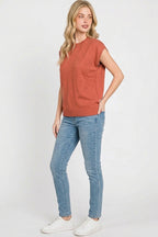 Zenana Viscose Round-neck Short Sleeve Sweater