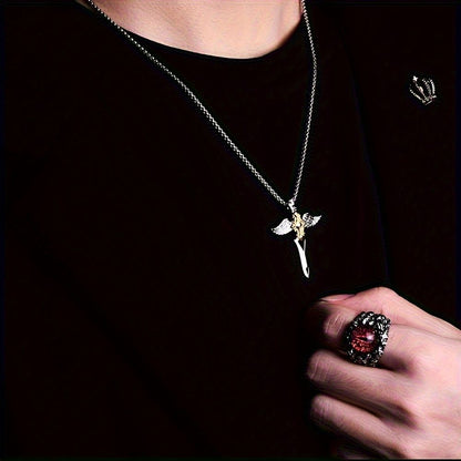1pcs men's vintage necklace, angel necklace, 925 silver