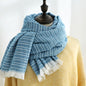 Manufacturers wholesale new style autumn and winter cashmere classic solid color tassels simple lines plaid scarf shawl women