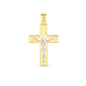 14k Two Tone Gold High Polish Diamond Cut Cross Pendant
