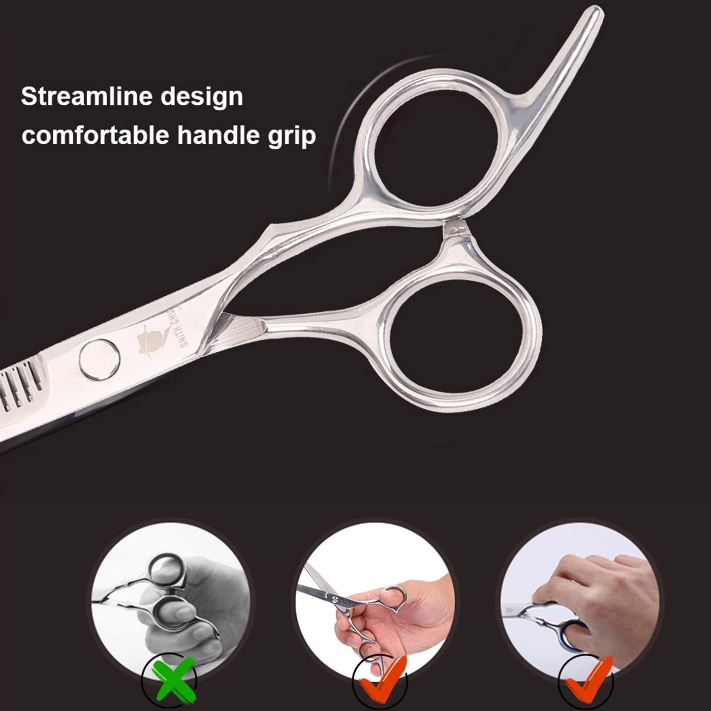 Hair Cutting Scissors Set, 6 Inch Hairdressing Thinning Shears for Hair Cutting for Women, Men, Kids - Silver