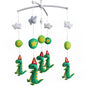 Handmade Baby Crib Musical Mobile Bell Baby Shower Gift Nursery Decor ; Green Dinosaur with Hat