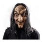 Halloween Horror Old Witch Mask Cosplay Creepy Ghost Face Long Nose Sorceress Latex Helmet With Hair Haunted House Party Props