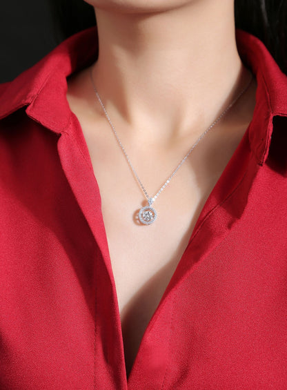 Touch - 1-carat Moissan diamond S925 sterling silver jewelry, fashionable and trendy jewelry, affordable diamond necklace pendant