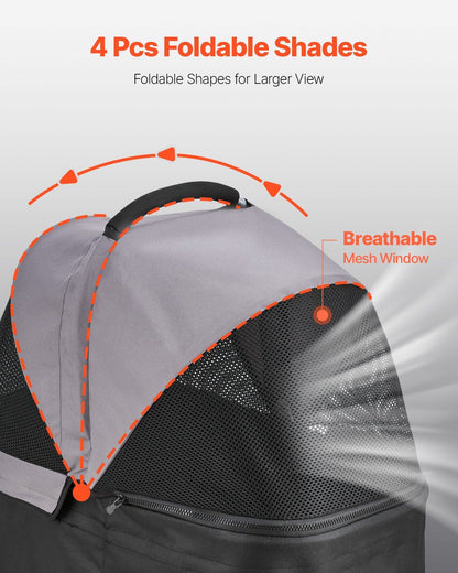 Pet Stroller -  35 lbs Weight Capacity, Foldable Dog Stroller Cart, 4 Wheels Cats Pram with Detachable Carrier & Mesh Windows, Portable Animal Carrier with Brake for Small to Medium Pets