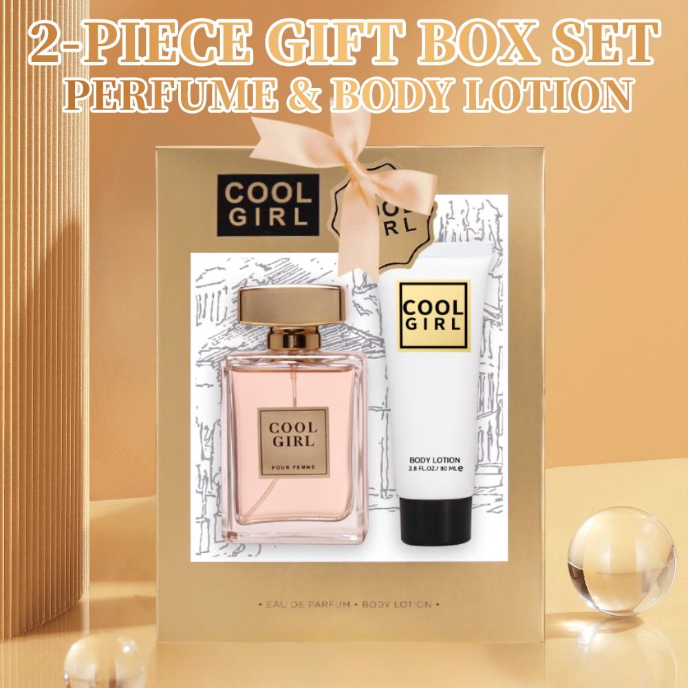 2-piece set, women's perfume spray and body lotion gift box, lasting fragrance, aldehydes, jasmine, ylang, orange blossom, bergamot, lemon flavor, very suitable for holiday gifts, dates, parties