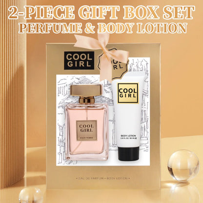 2-piece set, women's perfume spray and body lotion gift box, lasting fragrance, aldehydes, jasmine, ylang, orange blossom, bergamot, lemon flavor, very suitable for holiday gifts, dates, parties