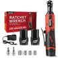 3/8" Cordless Electric Ratchet Wrench Set, 12V Power Ratchet Tool Kit With 2 Packs 2000mAh Battery And Charger, 45 FT-LBS Battery Powered Wrench with Infinitely Variable Speeds
