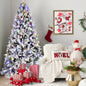 7.5FT Prelit Artificial Flocked Christmas Tree with 400 Multi-Color LED Lights, Full Hinged Pine Xmas Tree with 1523 PE & PVC Mixed Branch Tips, Metal Stand and Hinged Branches, 10 Colors