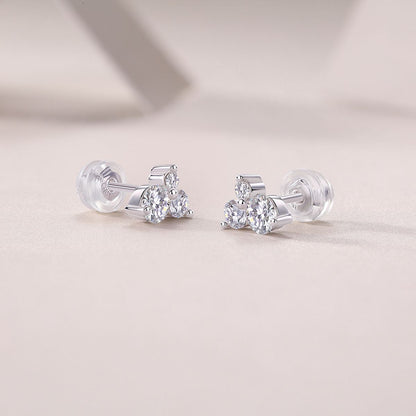 Waves-Set with Moissanite 0.3 carats S925 sterling silver and platinum-plated stud earrings fashion fashion jewelry silver jewelry