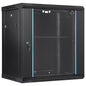 12U Wall-Mounted Server Network Cabinet, 15.5'' Depth, Secure Rack Enclosure, Supports up to 200 lbs, Lockable Glass Door & Sides, Ideal for IT & A/V Gear
