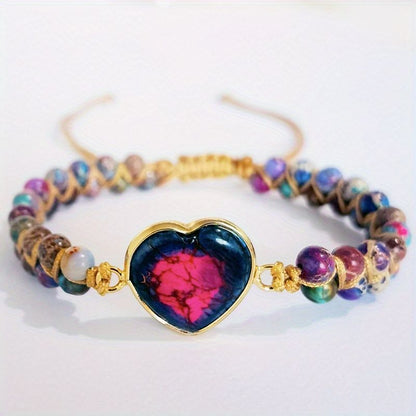 Hot Selling Bracelet Cross-border Goods Source Red Imperial Stone Bracelet Peach Heart Love Hand String Braided Bracelet