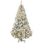 HOMCOM 6' Prelit Artificial Flocked Christmas Trees, with Snow Frosted Branches, Warm White LED Lights, Auto Open