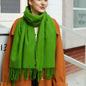 Wholesale Korean simple pure color cashmere like polyester warm shawl monochrome long tassel scarf thickened scarf