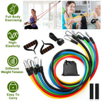 11Pcs Resistance Bands Set Fitness Workout Tubes Exercise Tube Bands Up to 100lbs w/ Door Anchor Handles Ankle Straps for Physical Training Yoga Pilates