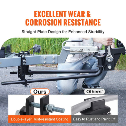 Weight Distribution Hitch, 1,000 lbs Weight Distributing Hitches Kit with Sway Control for Trailer, 2-In Solid Steel Shank, 2-5/16 in Alloy Steel Ball, Powder Coated Load Leveling Hitch, Black