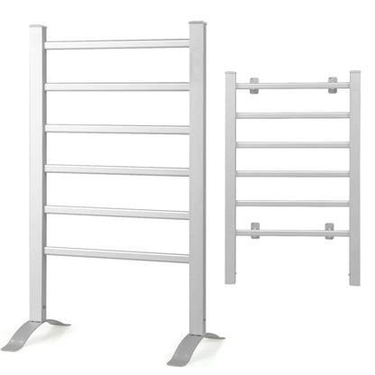 Electric Heated Towel Rack for Bathroom, Wall Mounted Towel Warmer, 6 Stainless Steel Bars Drying Rack