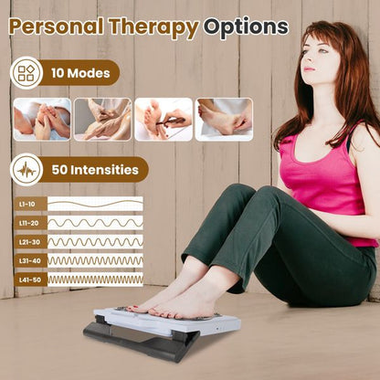 TENS & EMS Foot Massager with 10 Modes & 50 Intensity Levels - Electric Foot Stimulator for Neuropathy, Plantar Fasciitis & Pain Relief - 4 Electrode Pads for Full Body - Cordless with Remote Control
