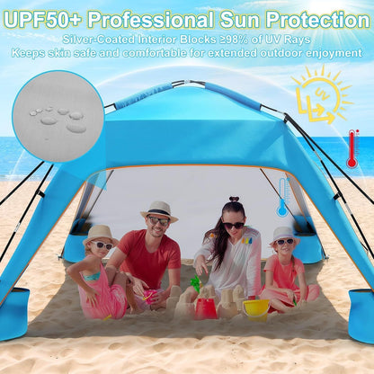 Let's go to the Beach - Portable Beach Tent Sun Shelter UPF 50+, Perfect 10x10 FT Pop-Up Canopy for Outdoor Fun