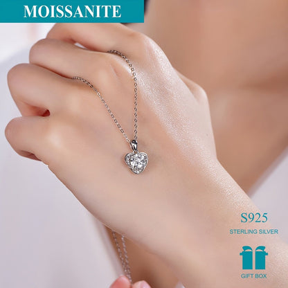 1 piece heart necklace 925 silver moissanite diamond