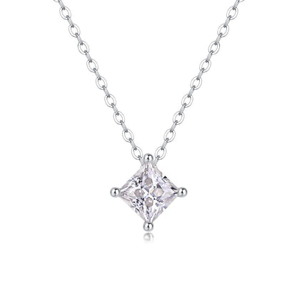 Stay together - set with square moissanite S925 sterling silver and platinum-plated necklace pendant Fashion trendy diamond jewellery