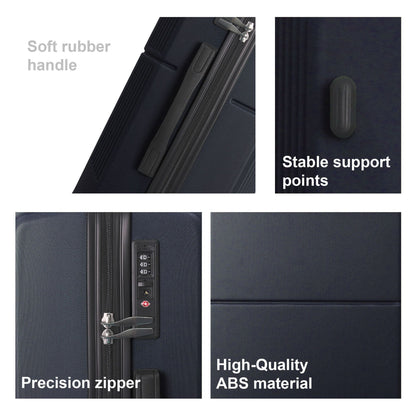 BLUE 3-Piece Premium ABS Luggage Set-20", 24", and 28" Suitcases with Multi-Position Handle, Silent Spinner Wheels, and TSA-Approved Lock-Durable, Stylish, and Spacious Travel Gear