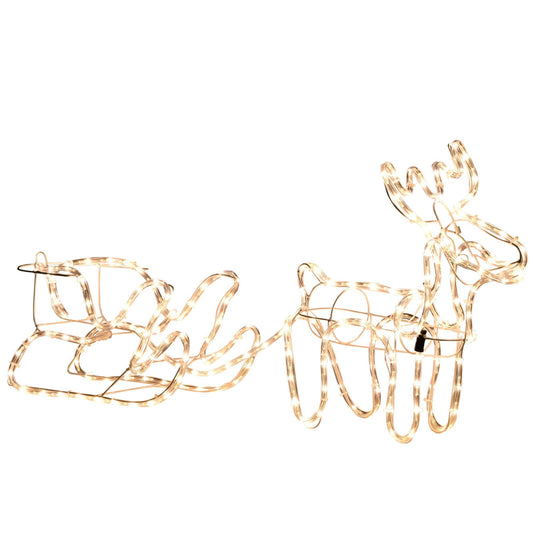 Outsunny LED Christmas Reindeer and Sleigh Decoration 35 Warm White Lights Steel Frame for Yard Indoor Outdoor