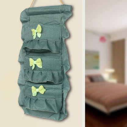 [Plaid & Bowknot] Green/Wall Hanging/ Hanging Baskets/Wall Organizers/ Baskets (11*21)