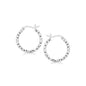 Sterling Silver Faceted Design Hoop Earrings with Rhodium Plating(2x15mm)