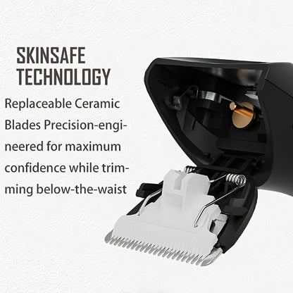 1pc USB Rechargeable Electric Groin Hair Trimmer Ball Trimmer For Men With Replaceable Ceramic Blade Heads; Waterproof Male Hygiene Razor