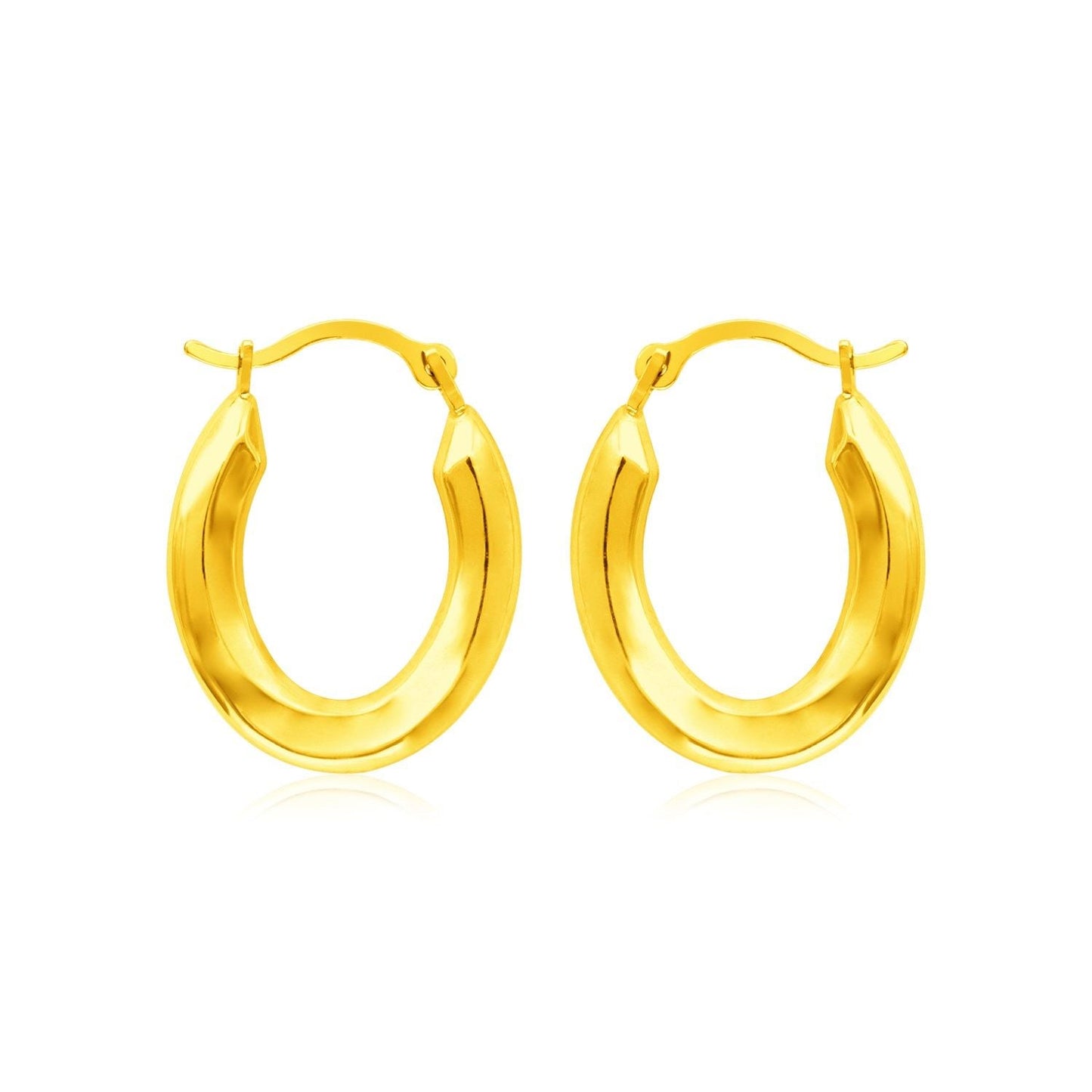 14k Yellow Gold Polished Oval Hoop Earrings