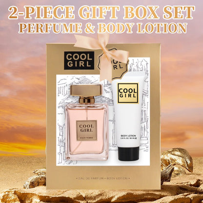 2-piece set, women's perfume spray and body lotion gift box, lasting fragrance, aldehydes, jasmine, ylang, orange blossom, bergamot, lemon flavor, very suitable for holiday gifts, dates, parties