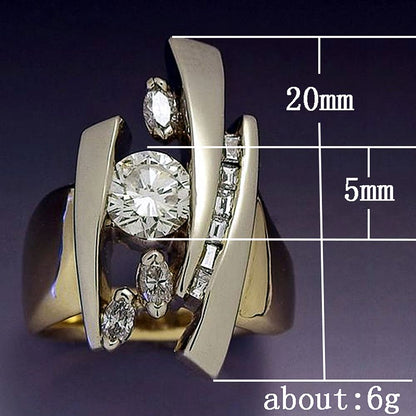 Huitan Luxury Gold Color Geometric Shape Women Rings Hiphop Party Stylish Female Finger Rings Dazzling CZ Lady's Fashion Jewelry
