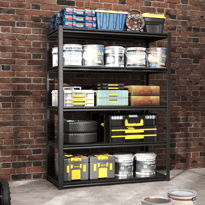 72"H 5 Tier Metal Shelves for Storage Garage Shelving 2000LBS Heavy Duty Storage Shelves Adjustable Garage Shelf Industrial Shelving Unit Storage Utility Rack,35.4"W*15.7"D*72"H,Black
