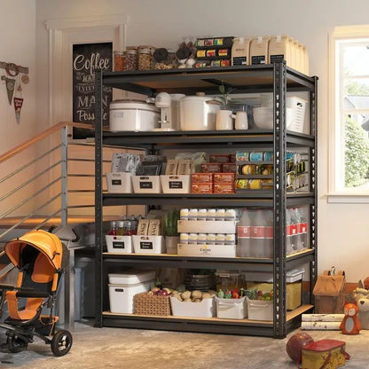 5-Tier Metal Garage Shelving Unit, Adjustable Storage Rack 35.5"W x 72"H x 15.8"D, Multi-Purpose Organizer for Garage, Basement, Utility Room, and Storage Spaces