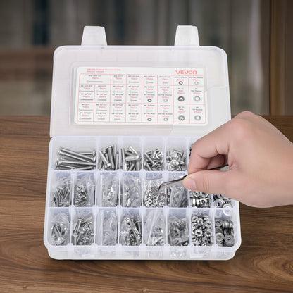 1110 Pcs Bolts Nuts Assortment Kit Imperial Stainless Steel for Furniture