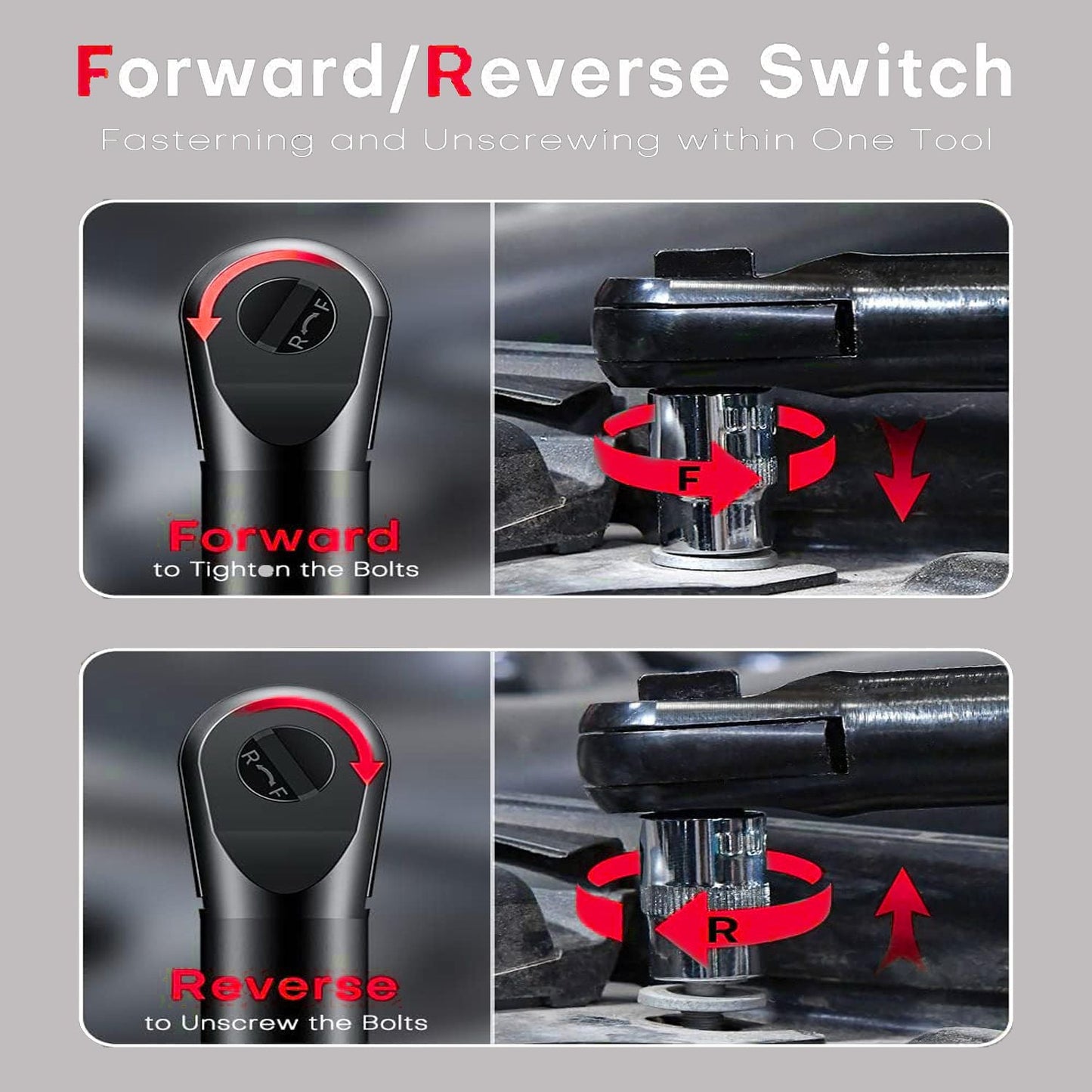 3/8" Cordless Electric Ratchet Wrench Set, 12V Power Ratchet Tool Kit With 2 Packs 2000mAh Battery And Charger, 45 FT-LBS Battery Powered Wrench with Infinitely Variable Speeds
