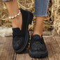 Bow Leopard Round Toe Loafers