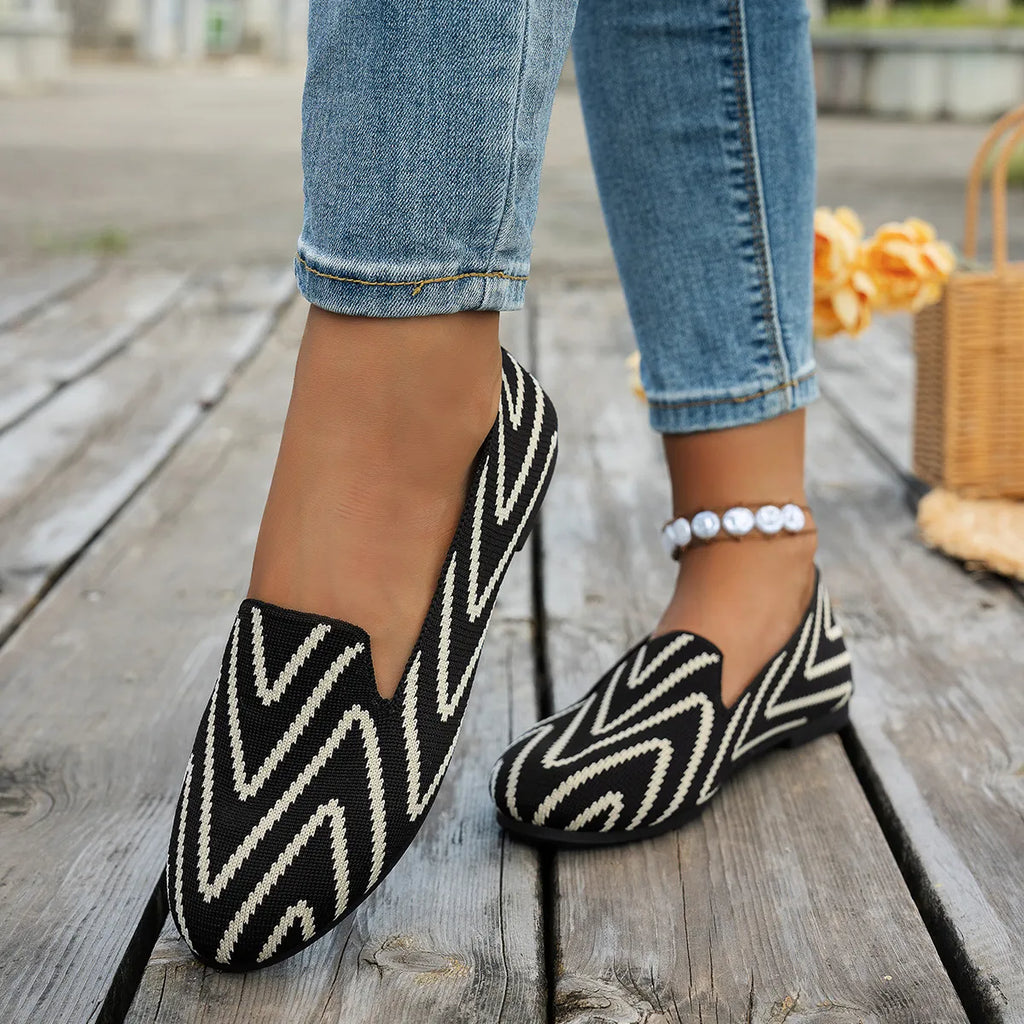 Chevron Pattern Flat Slip-Ons