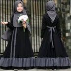 Girls Dress & Hijab Set with Contrast Trim(MKG025)