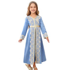 Girls Lace Trim Kaftan Dress | Elegant Kids Formal Abaya(MKG018)