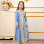 Girls Lace Trim Kaftan Dress | Elegant Kids Formal Abaya(MKG018)