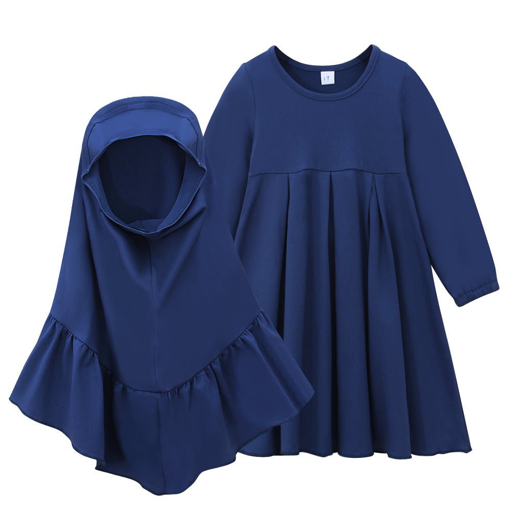 Girls Navy Dress & Hijab Set(MKG024)