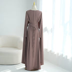 Hand-Beaded Pearl Cape Sleeve Nida Maxi Dress(MS439)