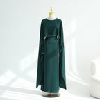Hand-Beaded Pearl Cape Sleeve Nida Maxi Dress(MS439)