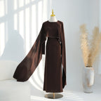 Hand-Beaded Pearl Cape Sleeve Nida Maxi Dress(MS439)