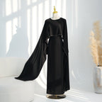 Hand-Beaded Pearl Cape Sleeve Nida Maxi Dress(MS439)
