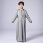 MKB006 Boys Satin Round Neck Simple Thobe